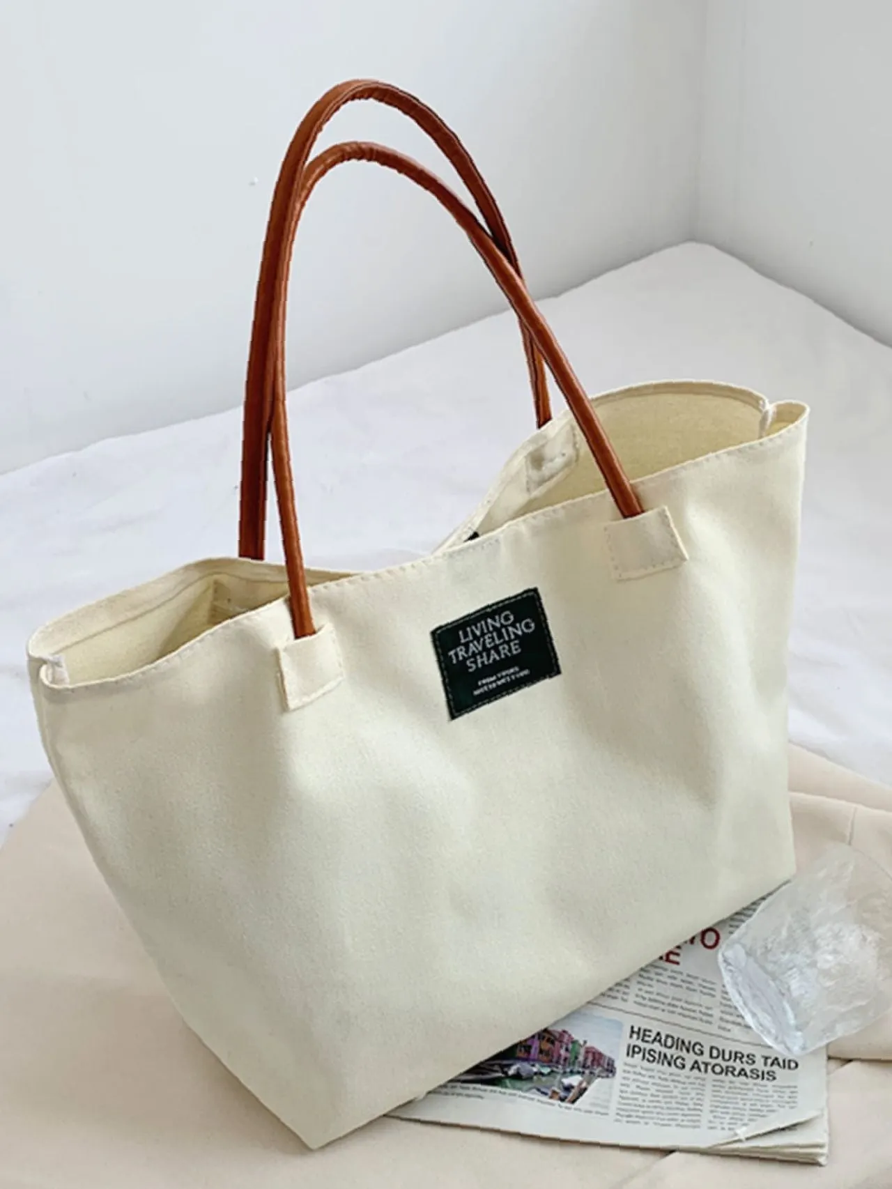 Maxct - Patch Decor Shoulder Tote Bag  - Women Tote Bags
