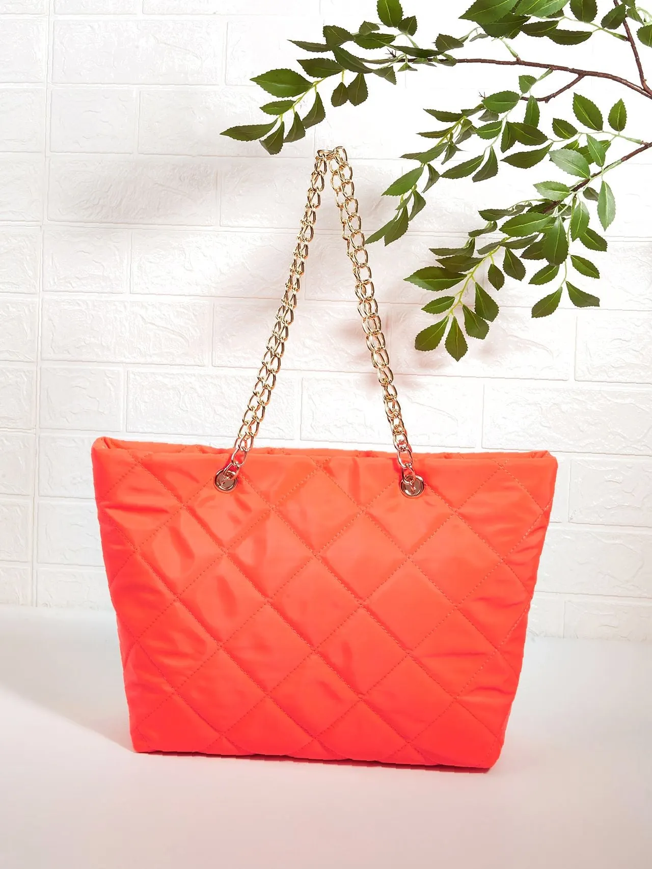 Maxct - Quilted Embossed Chain Shoulder Tote Bag  - Women Tote Bags