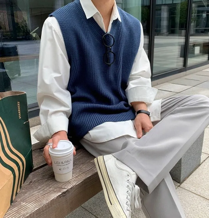 Maxct Rib Knit V-Neck Sweater Vest