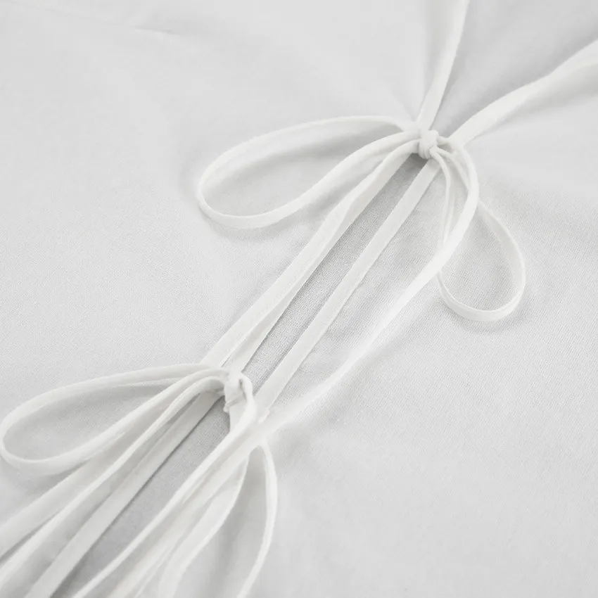 Hollow Out Lace Up White Cotton Linen Shirt Women's Long Sleeve Loose Casual Sexy Lapel Cardigan Top Female Summer new