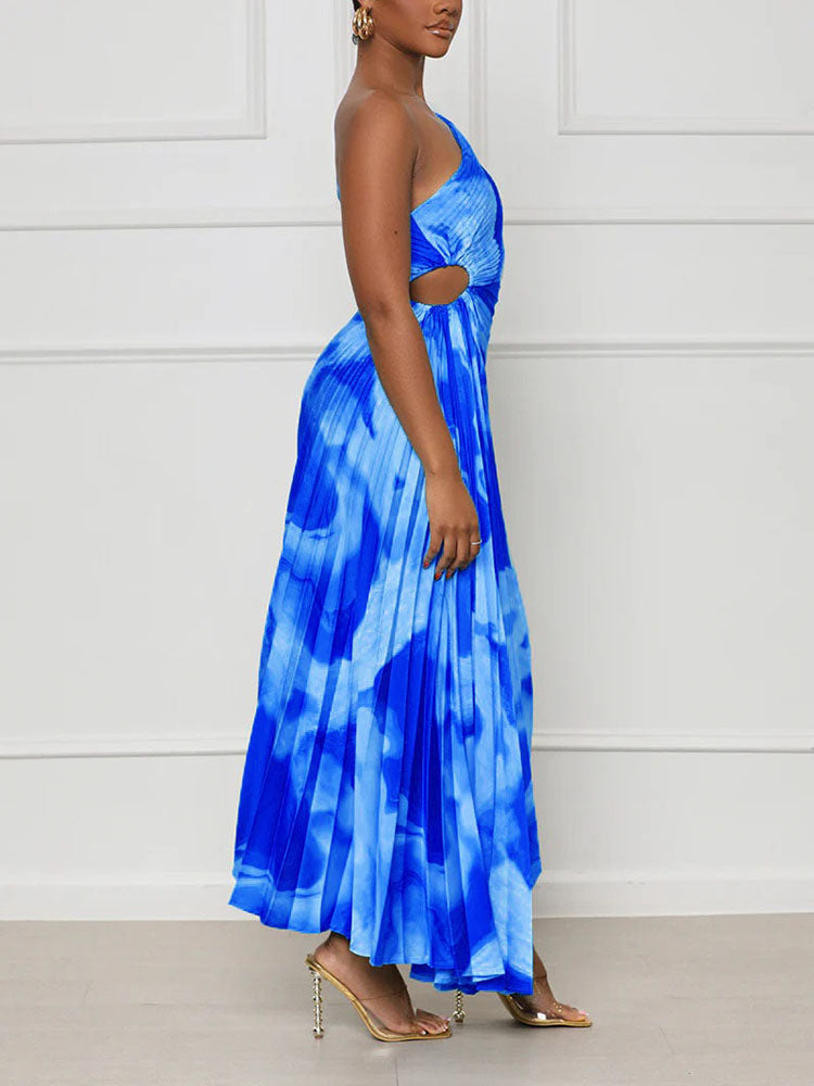 One Shoulder Pleated Dress Maxct