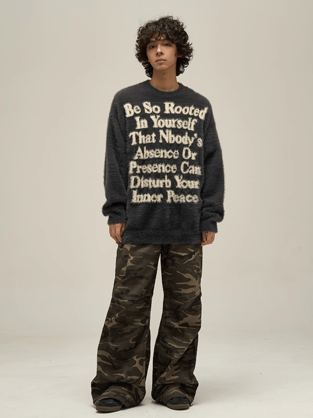 Maxct [Motherfucker] Lazy Wind Round Neck Knit Sweater Na709