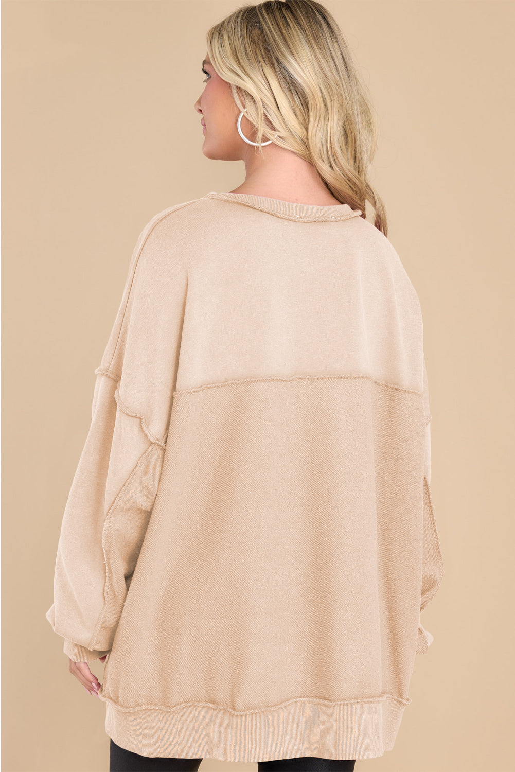Maxct &Exposed Seam Long Sleeve Sweatshirt