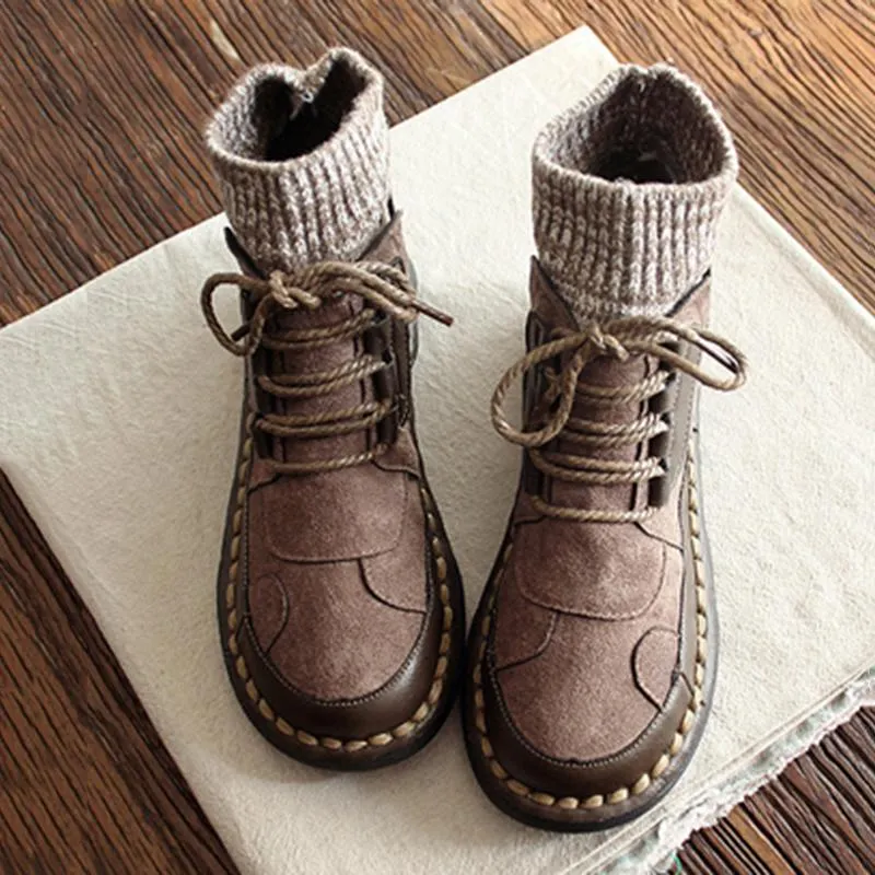 Maxct Women Handmade Velvet Retro Women Boots