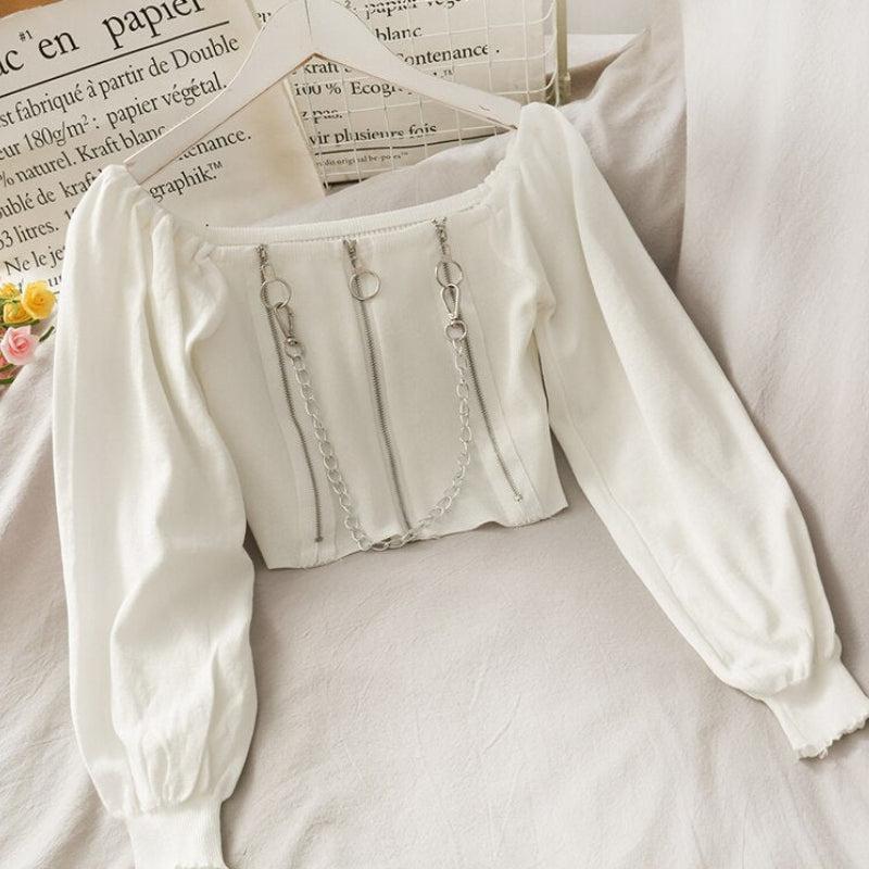 Maxct &Chain Detailed Square Neck Crop Top