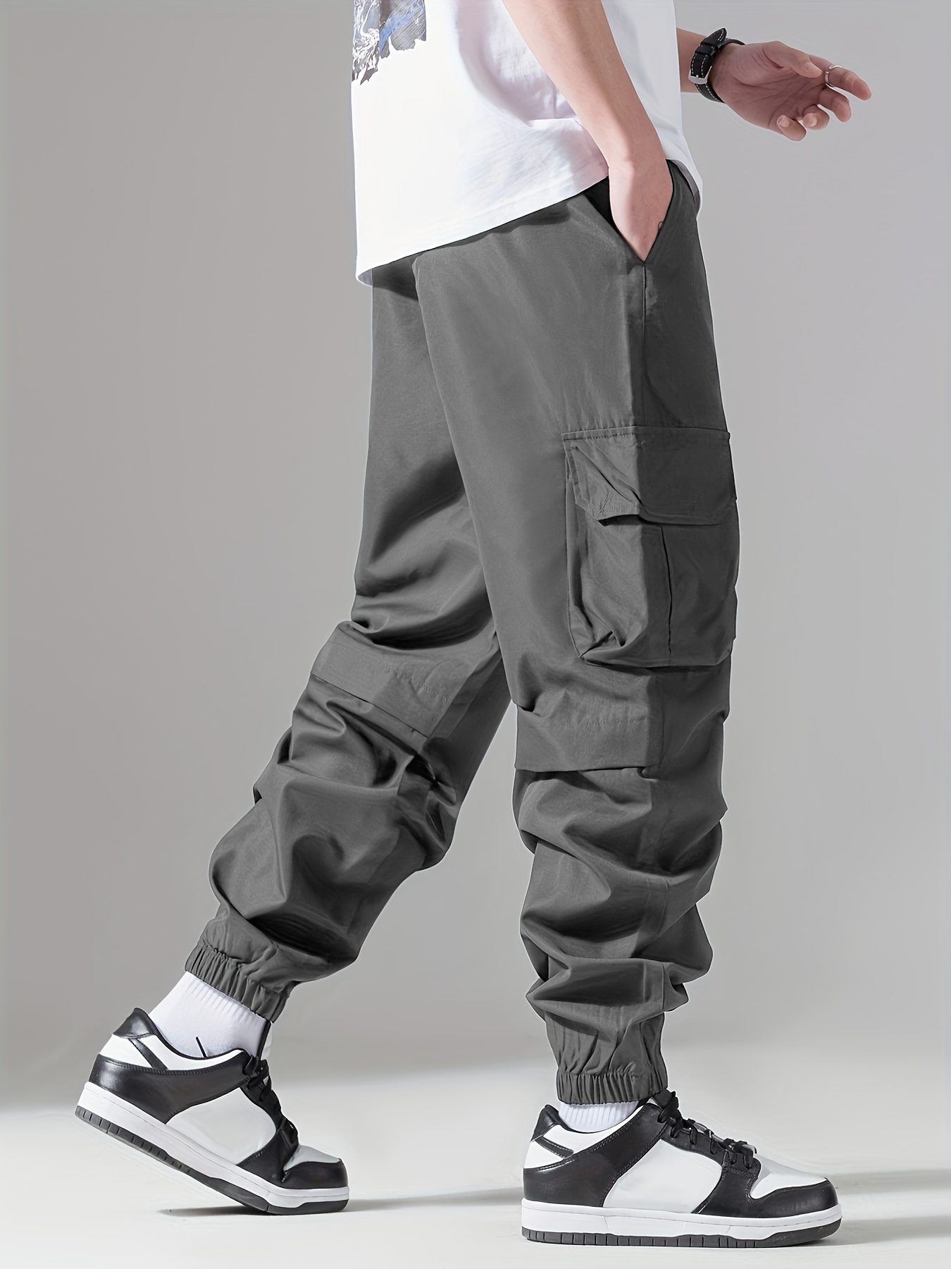 Casual Loose Fit Multi-pocket Drawstring Cargo Pants, Men's Joggers For Spring And Fall Outdoor