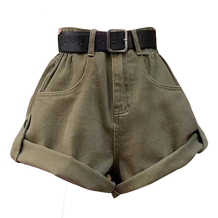 High-Waisted Khaki Shorts Maxct