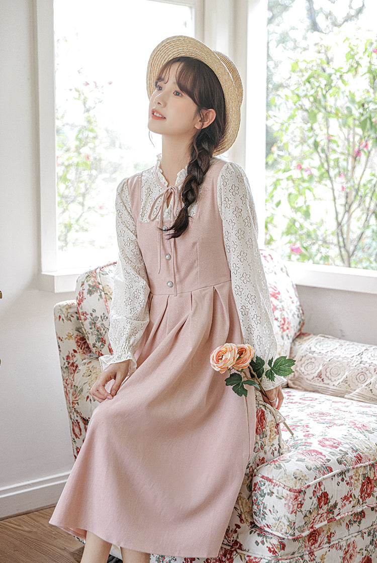 Floral Lace Twofer Midi Dress Maxct