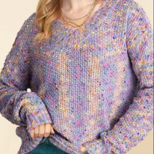 Maxct &Confetti V-Neck Long Sleeve Sweater