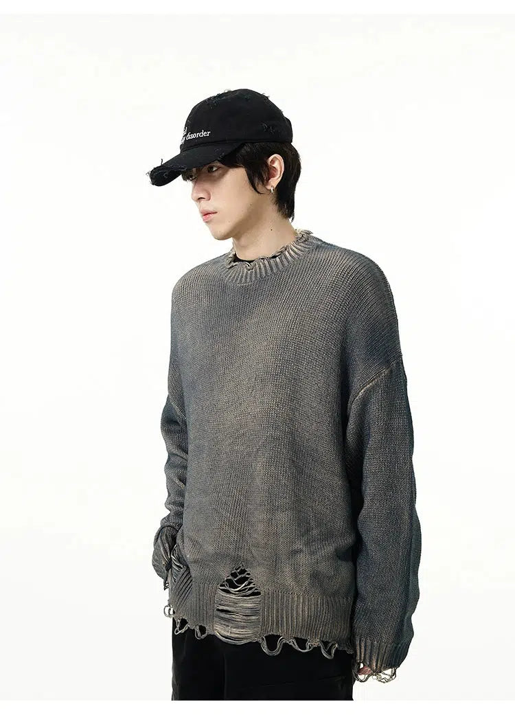 Maxct Round Neck Ripped Sweater
