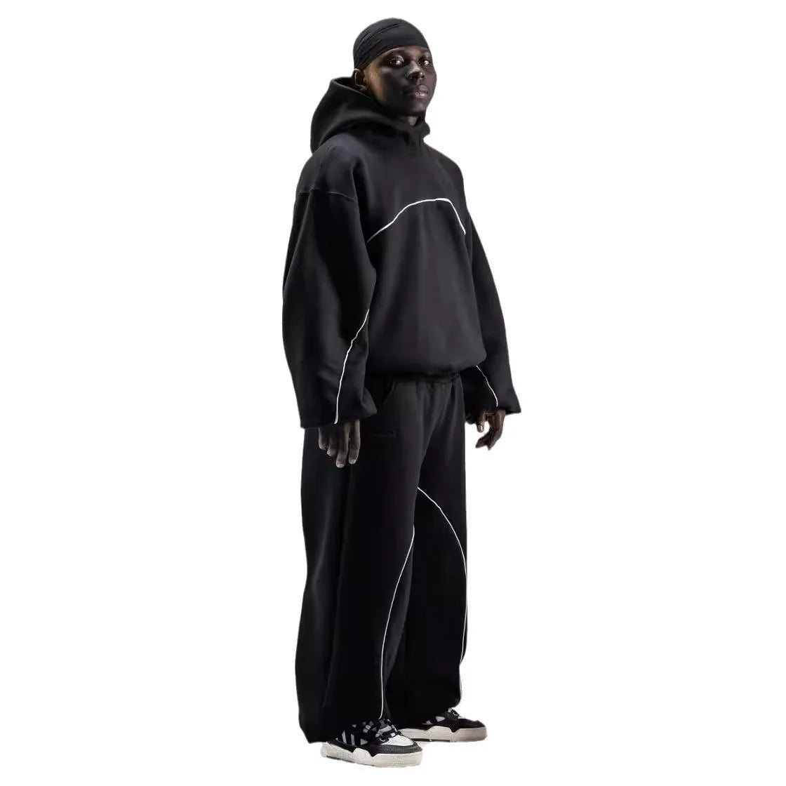 Maxct Y2k Winter Long Sleeved Hooded Sweatshirt With Color Blocking Patchwork Oversized Sweatshirt Streetwear Hip-Hop Rap Punk Outfit