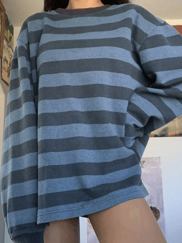 Maxct Vintage Striped Oversized Pullover Sweatshirt