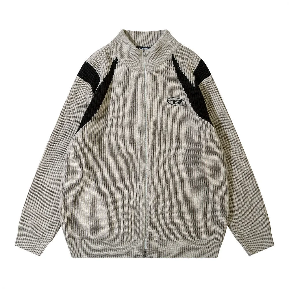 Maxct Patchwork Oversized Zip Up Cardigan