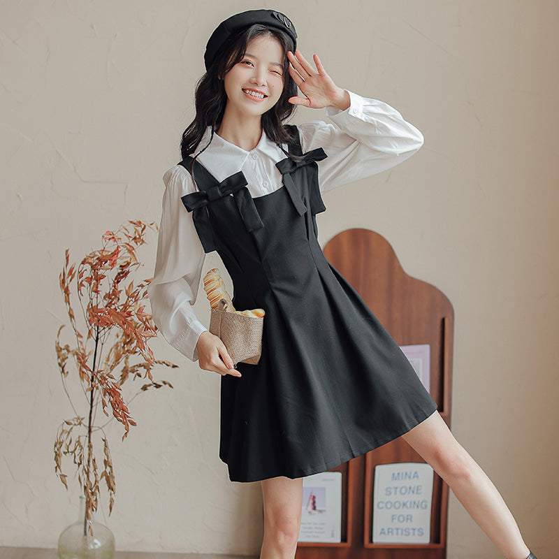 Little Bow Mini Pinafore Dress Set Maxct