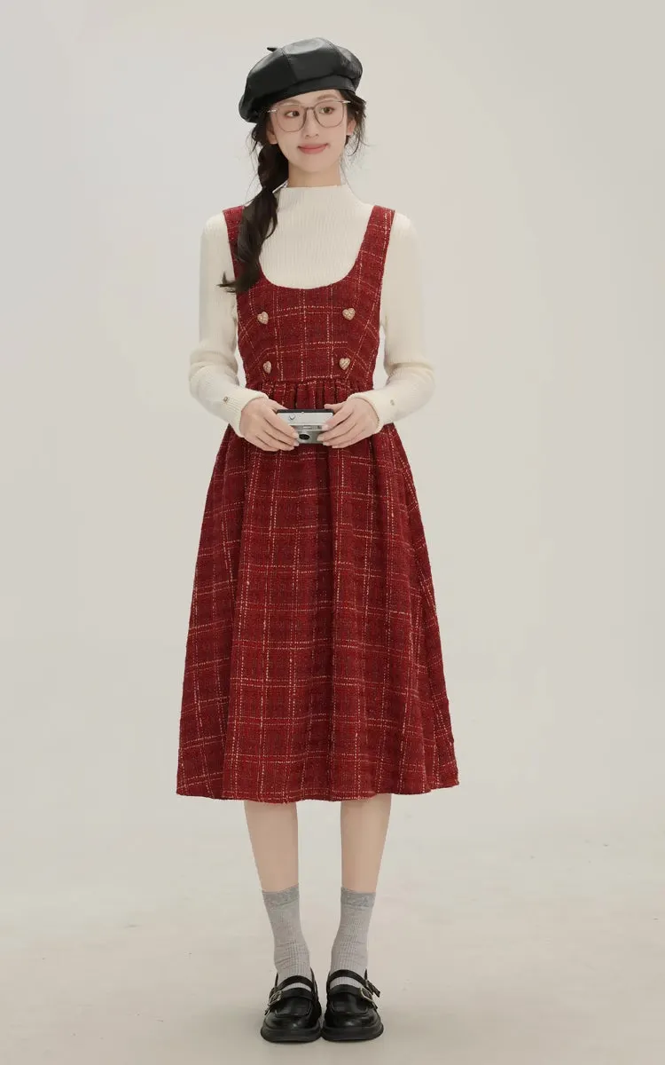Sweet Apple Pie Plaid Pinafore Dress Maxct