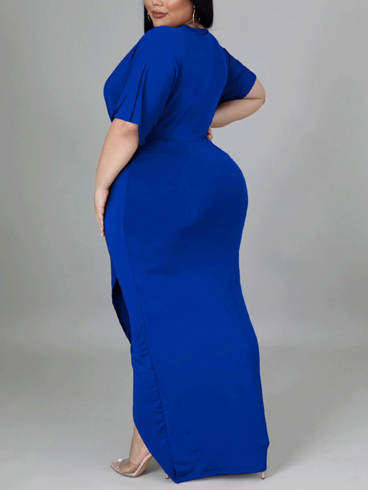 V Neck Solid Color Maxi Dress Maxct