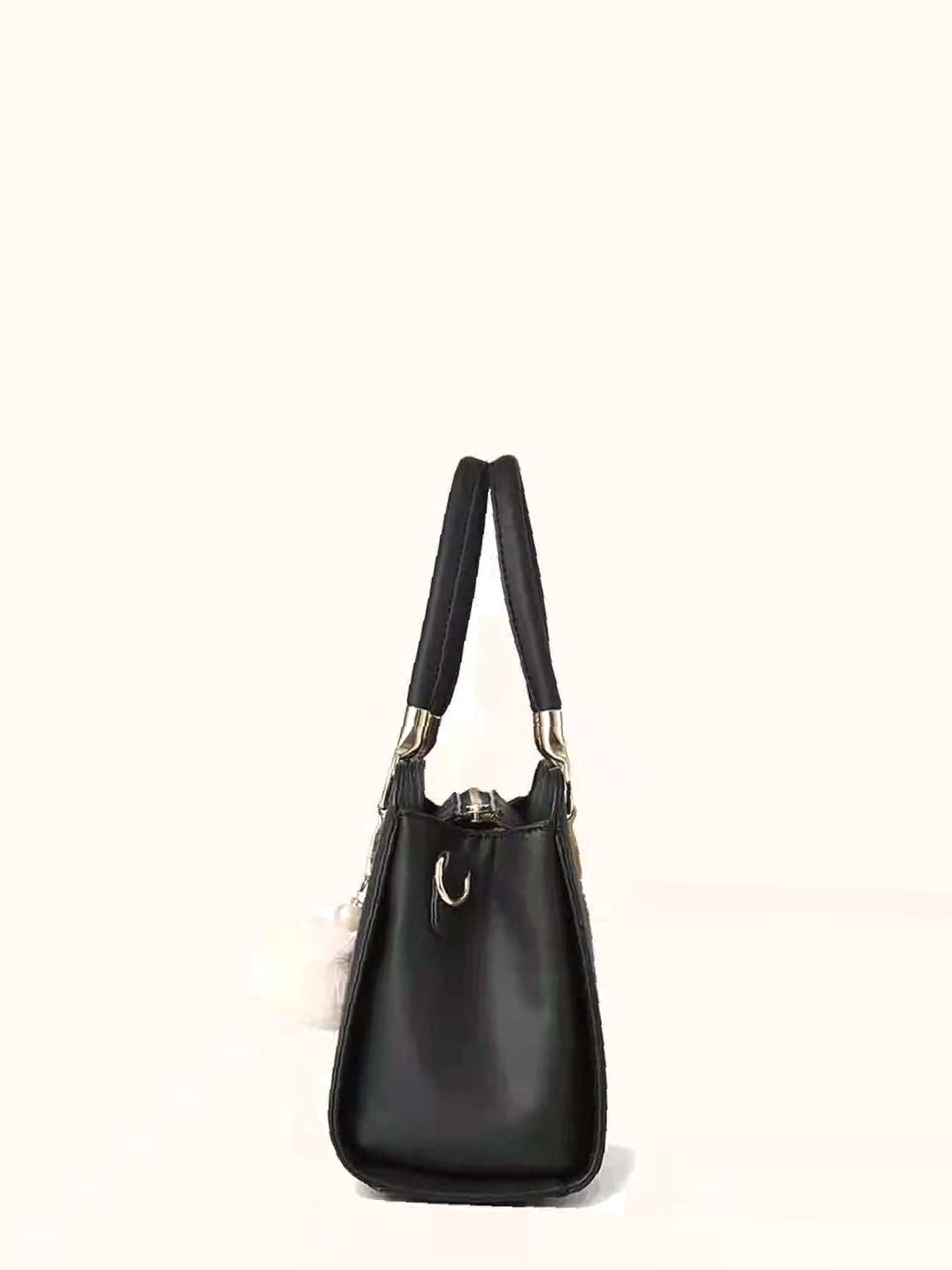 Maxct - Pom Pom Decor Letter Graphic Shoulder Bag - Women Tote Bags
