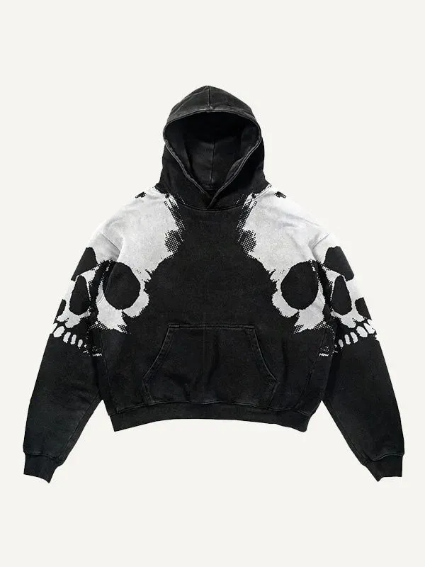 Maxct 2024 New Color Matching Skull Print Pocket 3D Sweater Hoodie Sweatshirt Cos Clothing