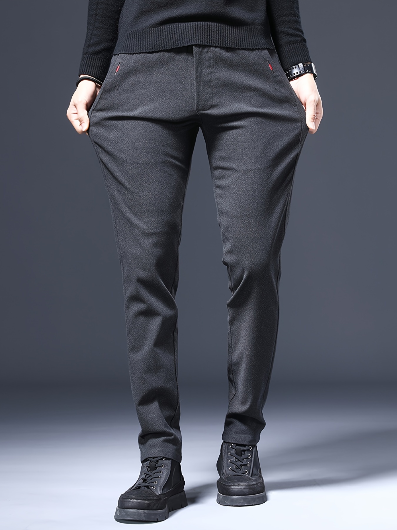Men's Business Casual Pants Straight Leg Slim Stretch Trousers