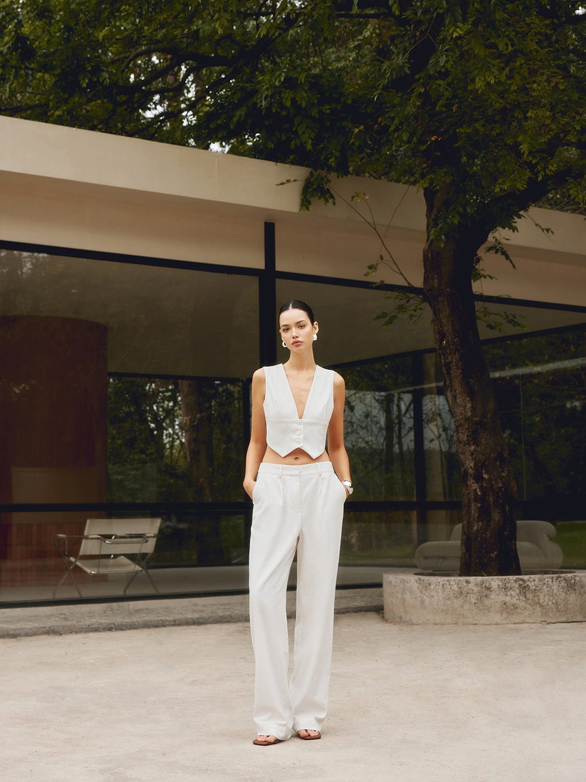 Maxct Cotton & Linen Straight Leg Pants