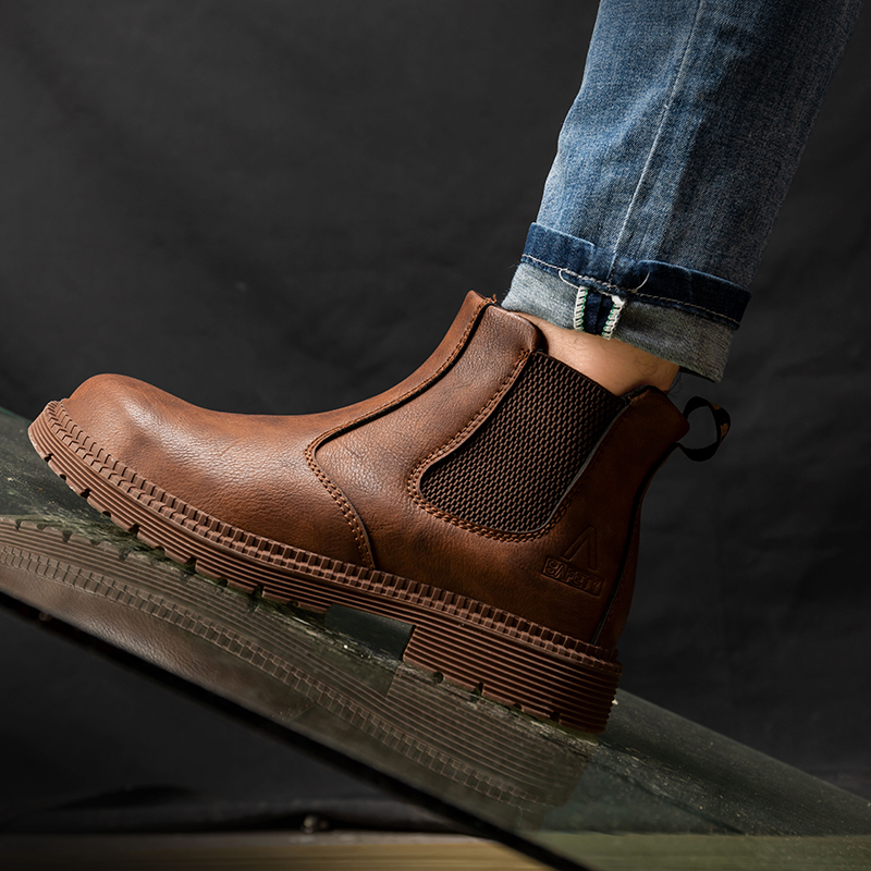 Steel Toe Leather Boots for Men Waterproof Safety Work Shoes