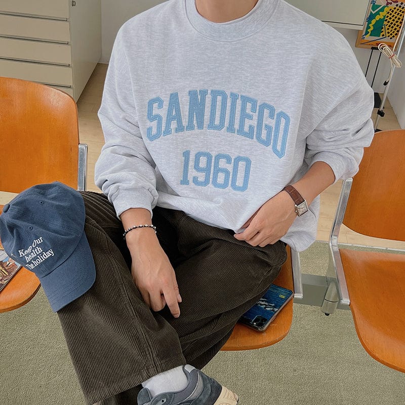 Maxct 6828 Gray Lettered Embroidered Pullover Sweater