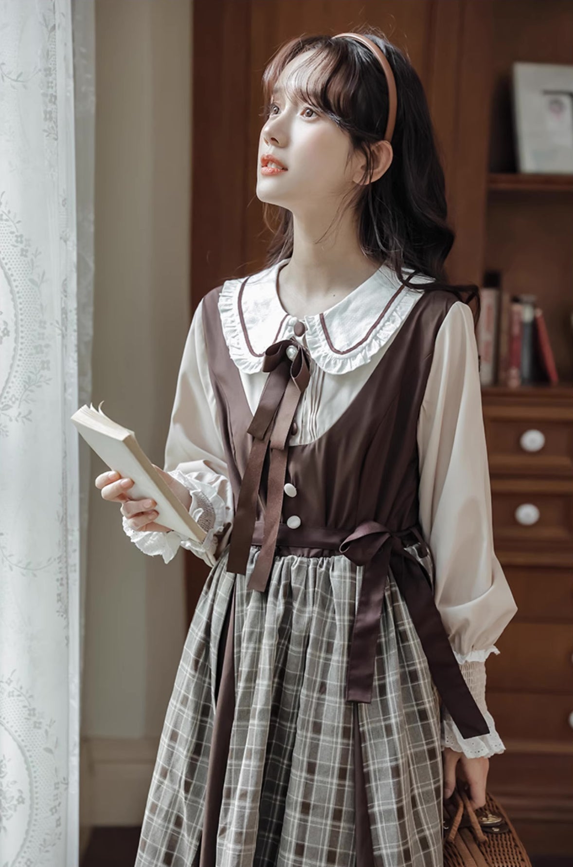 Mocca Plaid Twofer Midi Dress Maxct