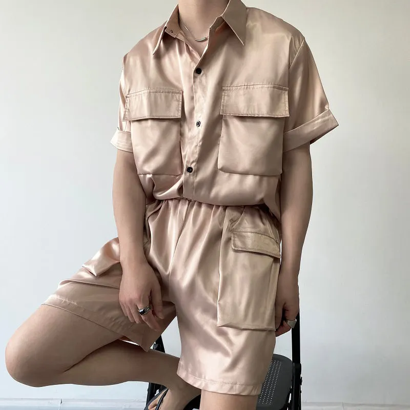 Maxct Stereo Pocket Short Sleeve Shirt Shorts Set