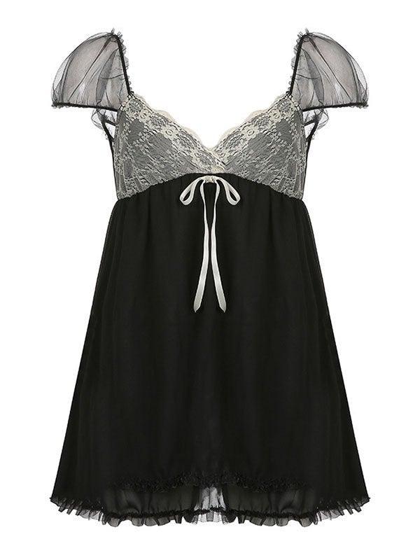 Fairy Y2K Patchwork Mesh Mini Dress Maxct