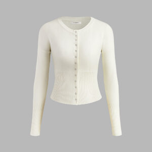 Maxct-Fall Casual Outfits Button Down Panel Knit Cardigan