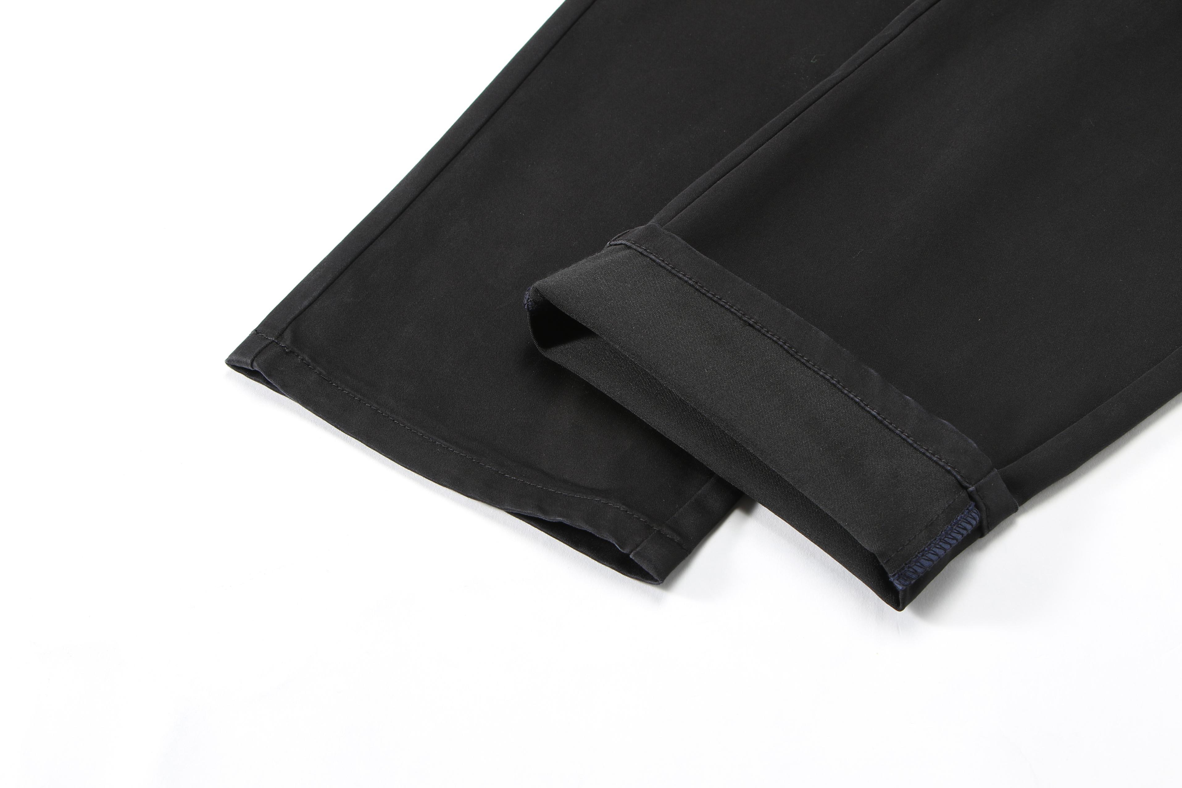 Classic Design Dress Pants, Men's Semi-formal Embroidery Stretch Dress Pants For Fall Winter Business