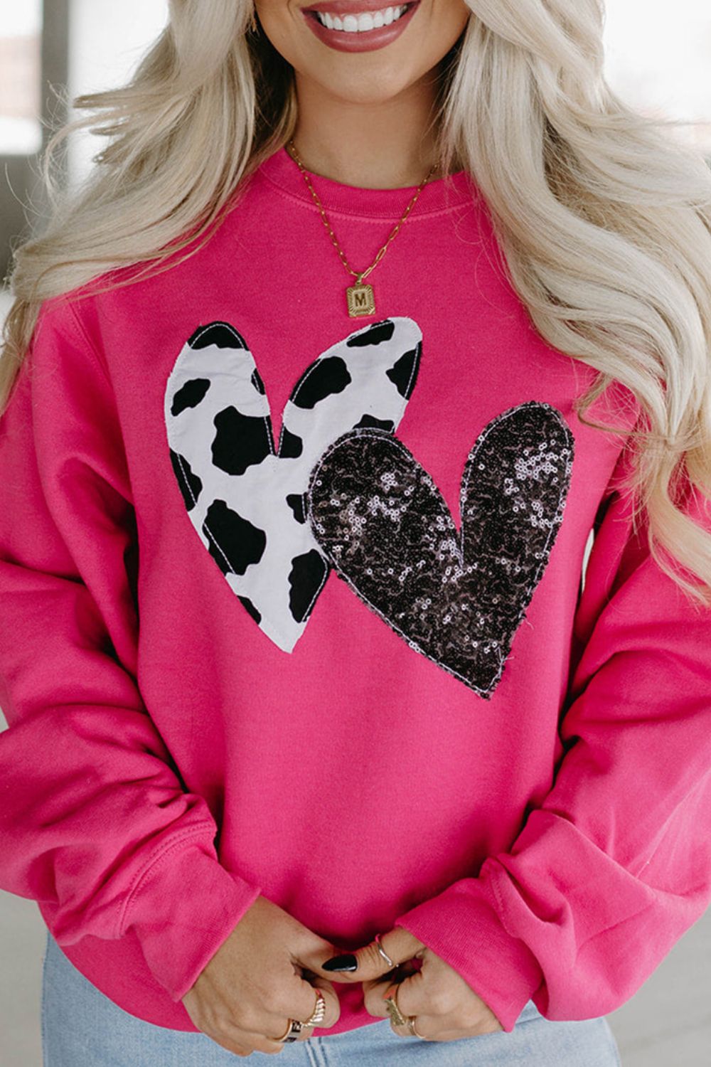 Maxct &Heart Patch Long Sleeve Sweatshirt