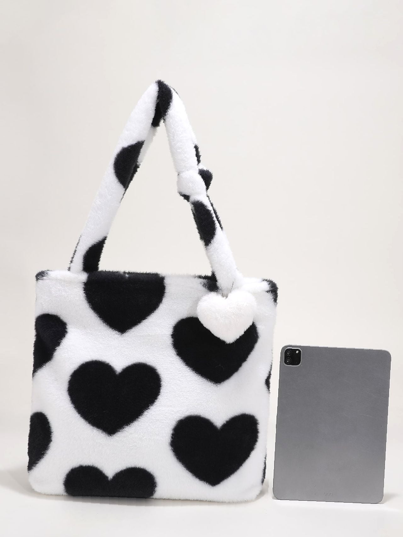 Maxct - Fluffy Heart Pattern Shoulder Tote Bag  - Women Tote Bags