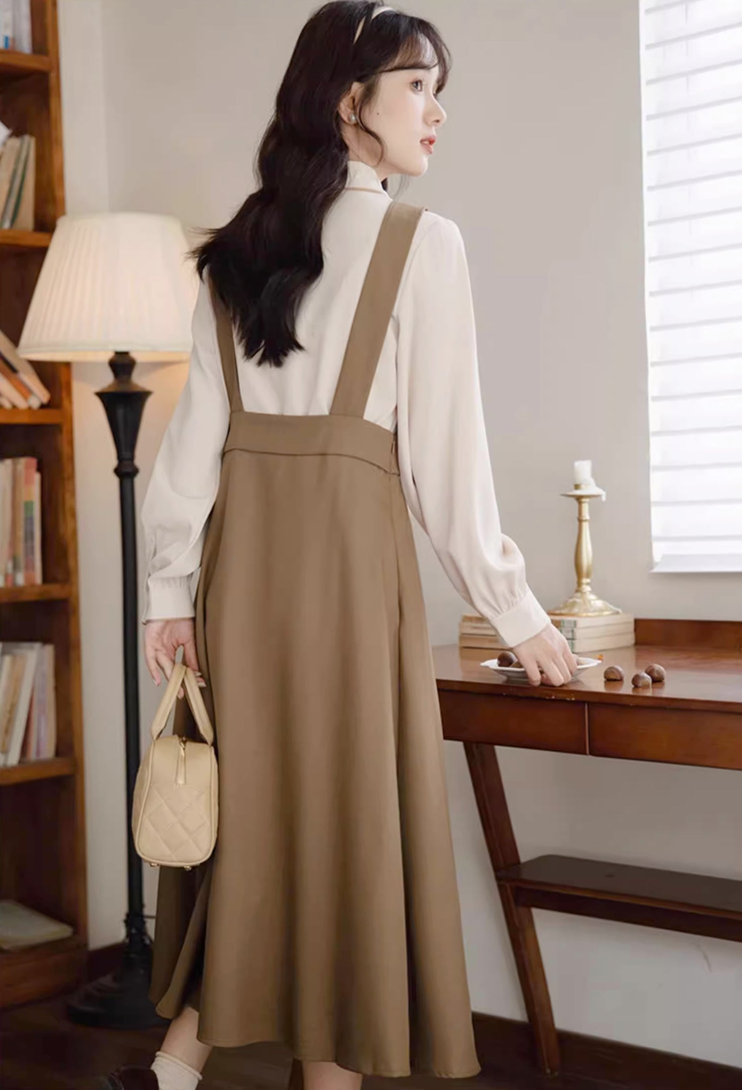Basic Woven Vest Pinafore Dress / Blouse Maxct
