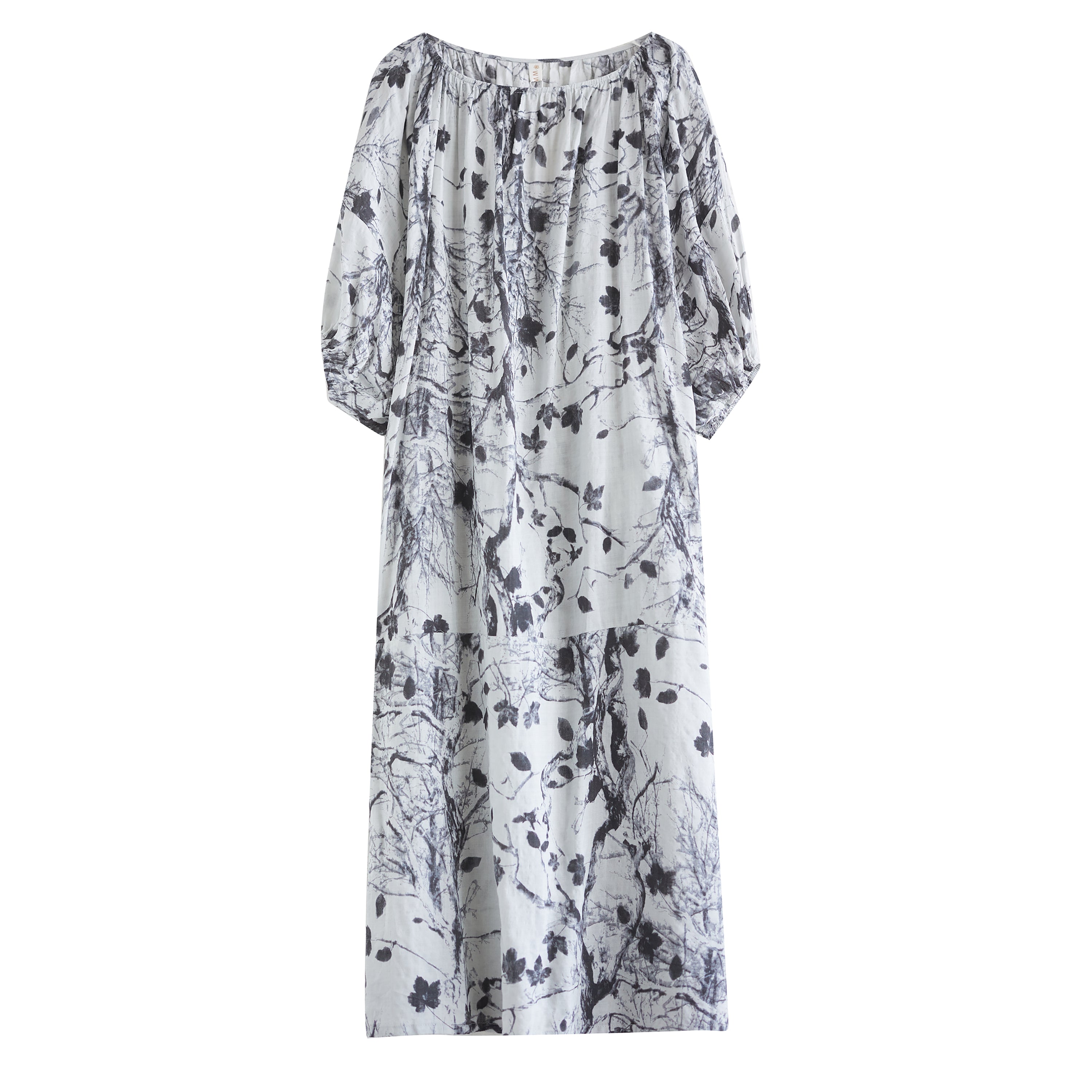 Spring Cotton Comfortable Plus Size Printed Lantern Sleeves Dress