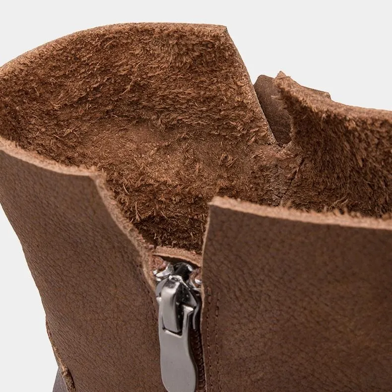 Waxing Short Boots for Winter Side Zipper Chelsea Boots Black/Coffee Maxct