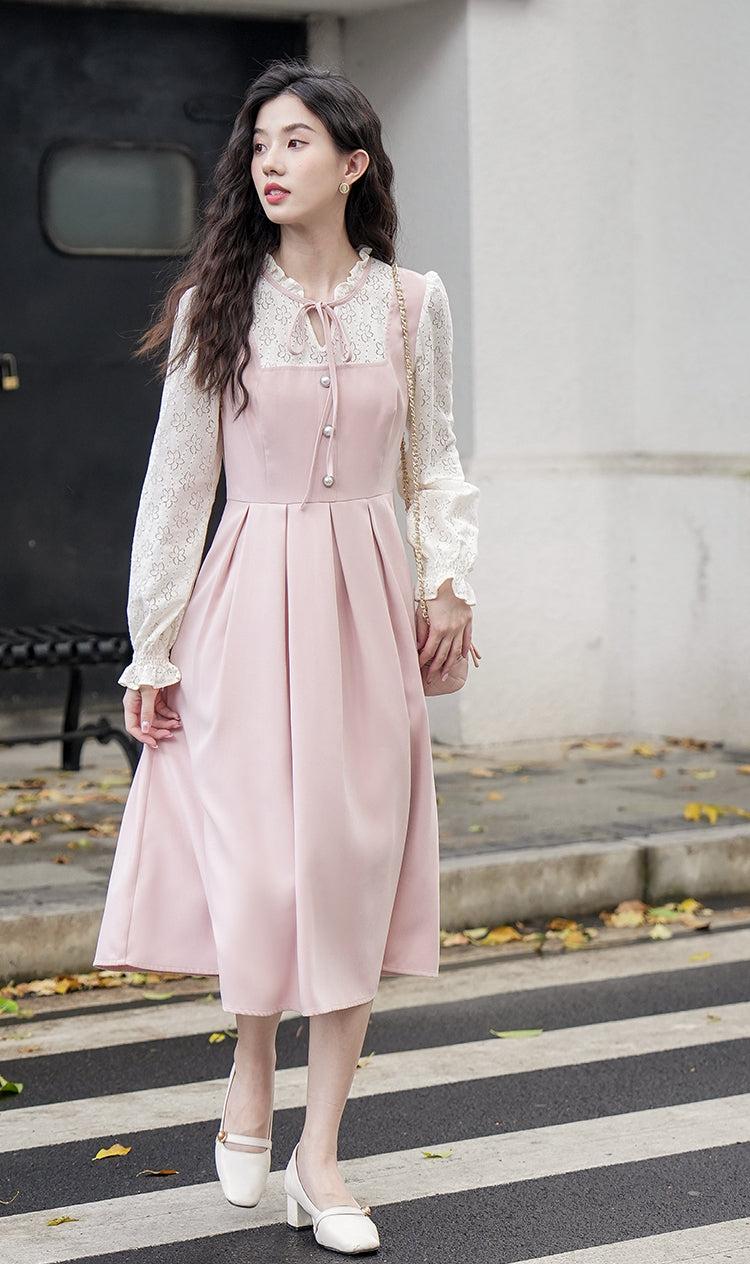 Floral Lace Twofer Midi Dress Maxct