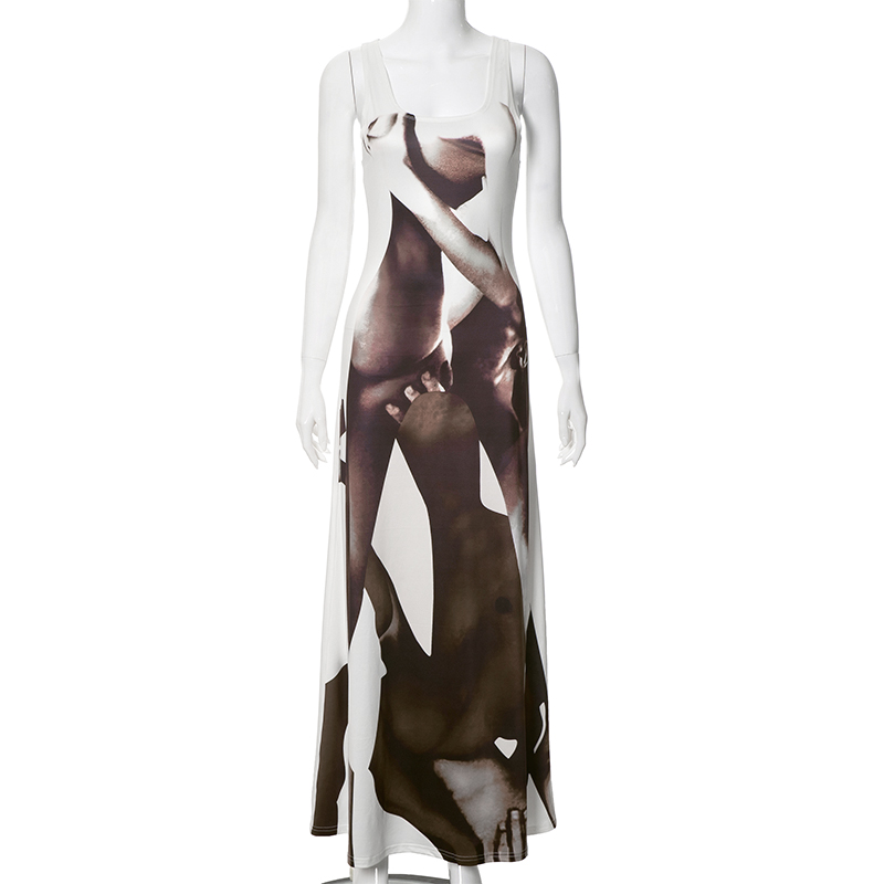 Women's Abstract Sexy Seduce Printed Dress Tank Camisole Sleeveless Dresses Wild Printed Casual Wear Streetwear Outfit