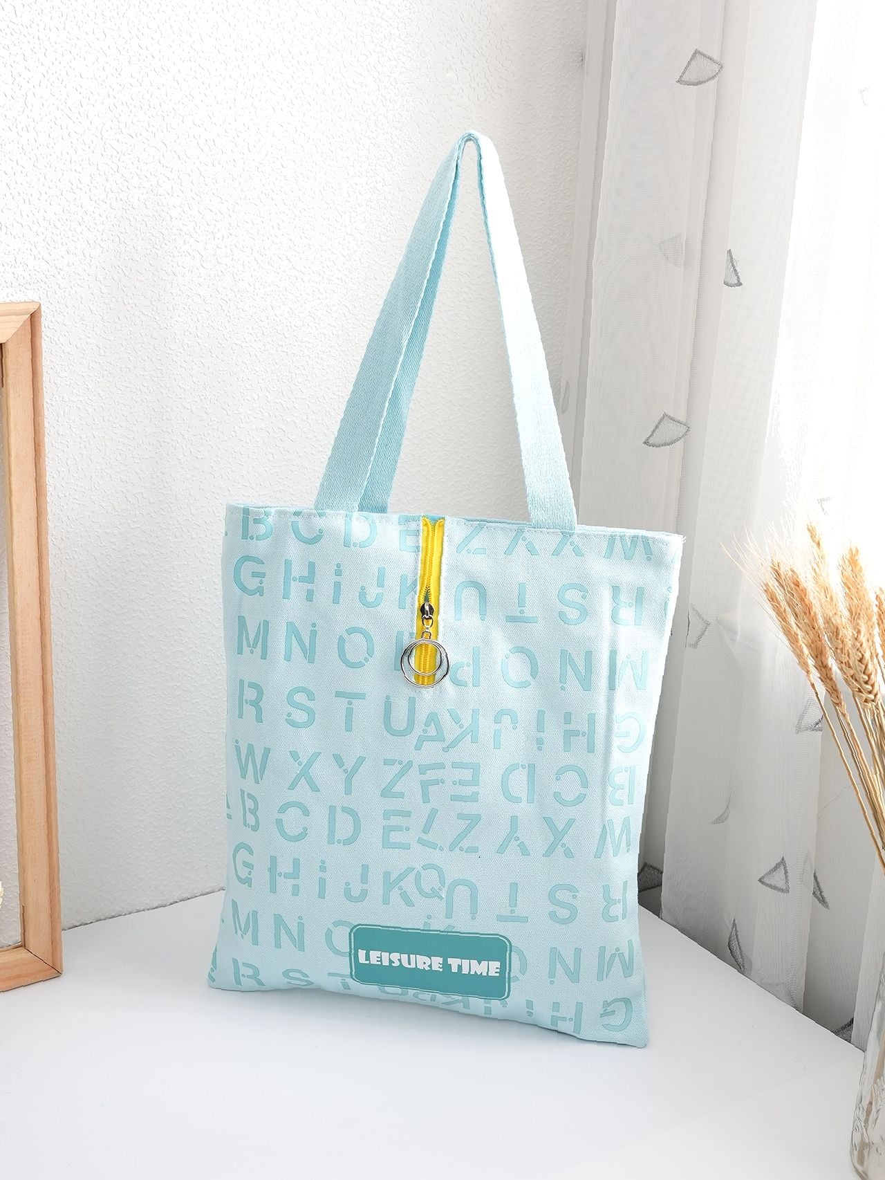 Maxct - Letter Graphic O-ring Zipper Front Shoulder Tote Bag  - Women Tote Bags