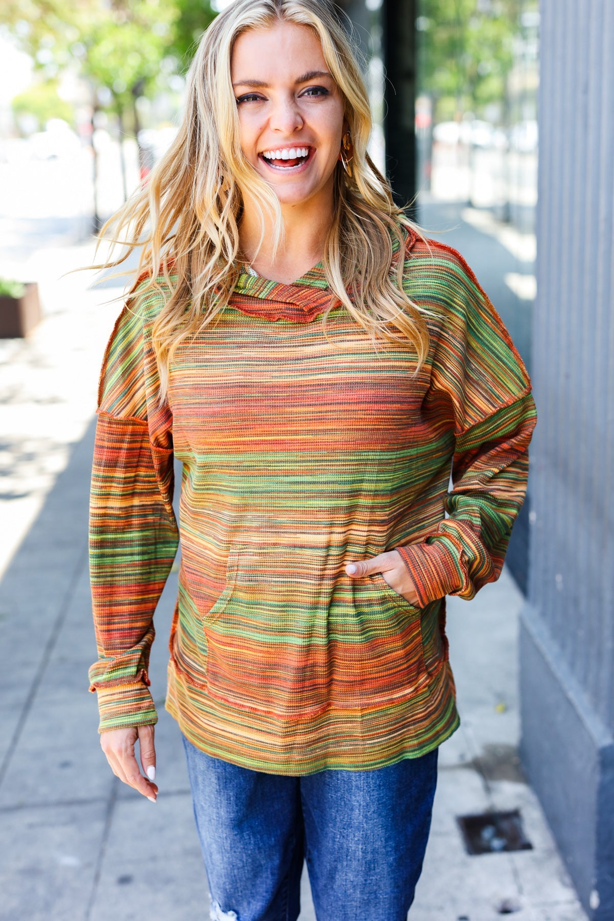 Maxct &Under Your Spell Orange & Green Space Dye Thermal Hoodie