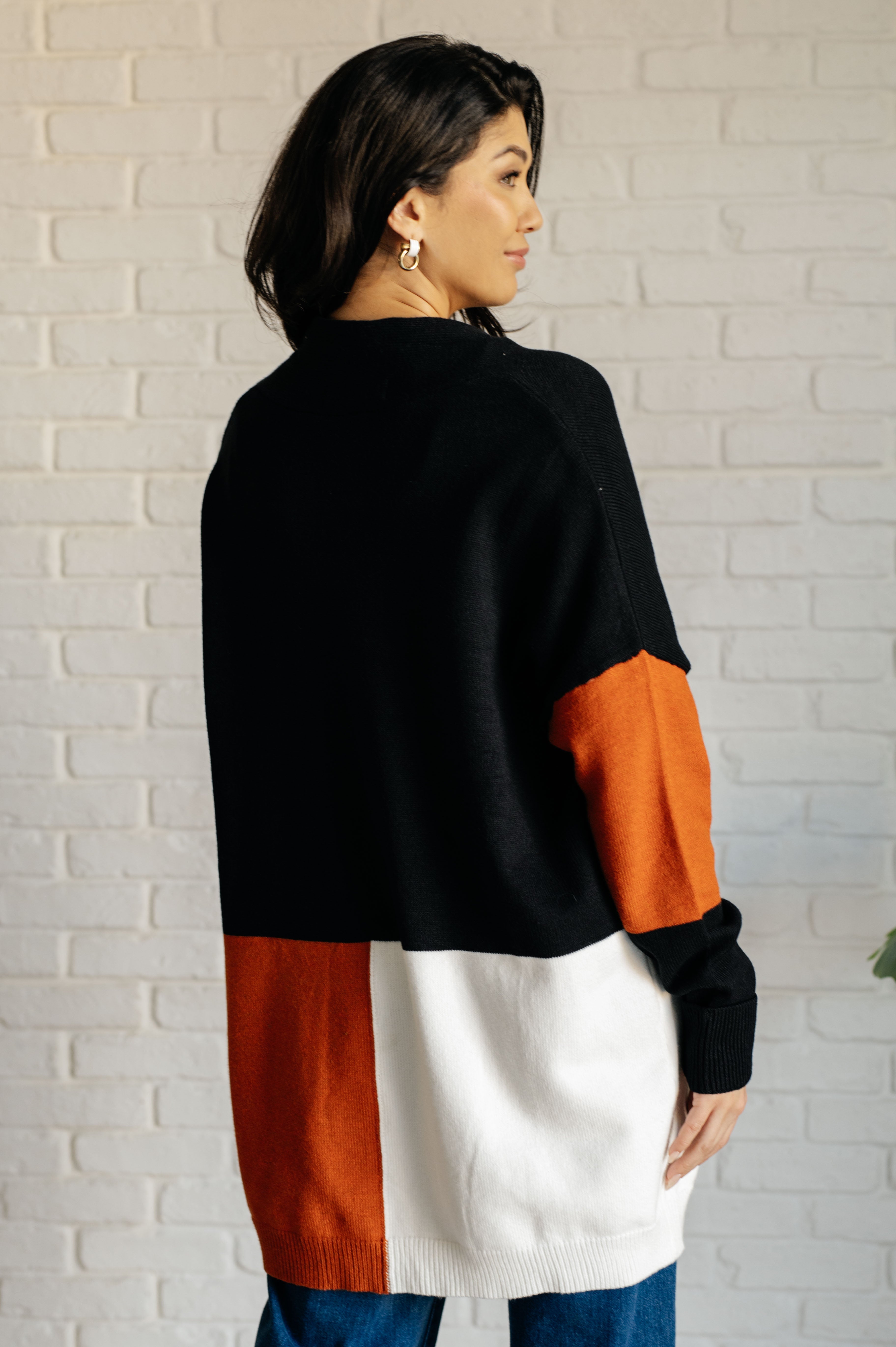 Maxct &Writer's Block Color Block Open Front Cardigan