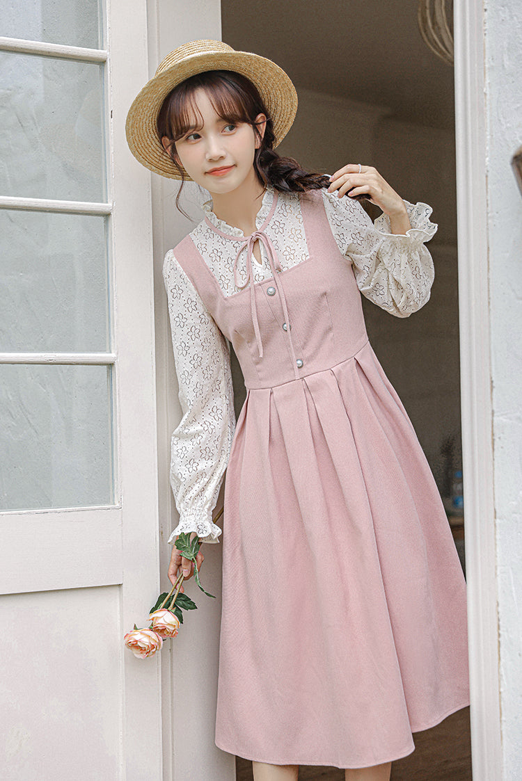 Floral Lace Twofer Midi Dress Maxct