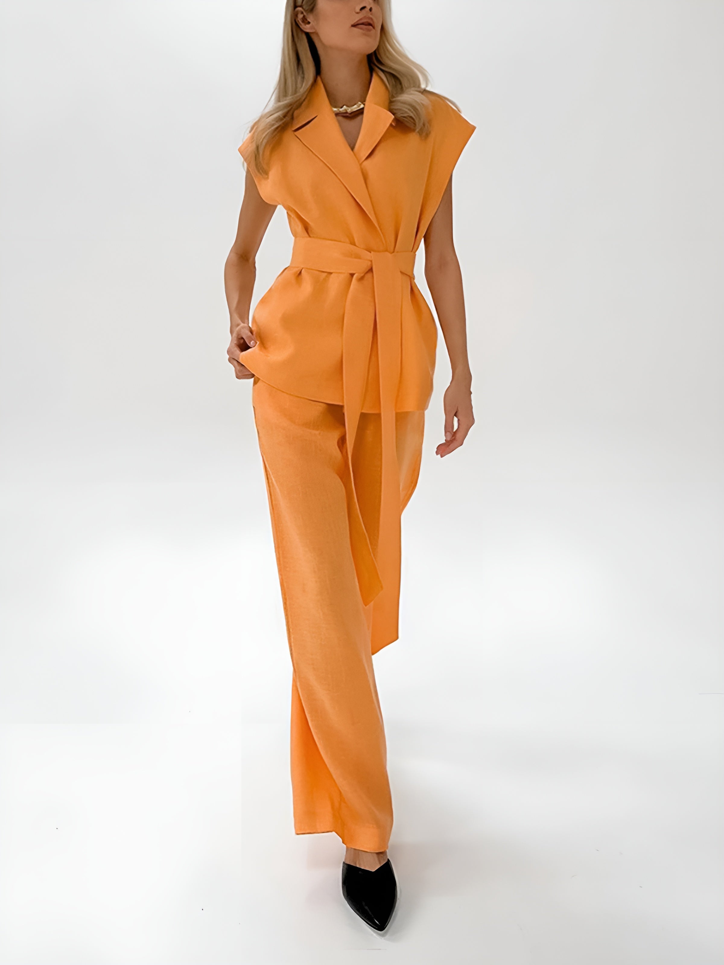 Maxct Cotton & Linen Plain Pants Set