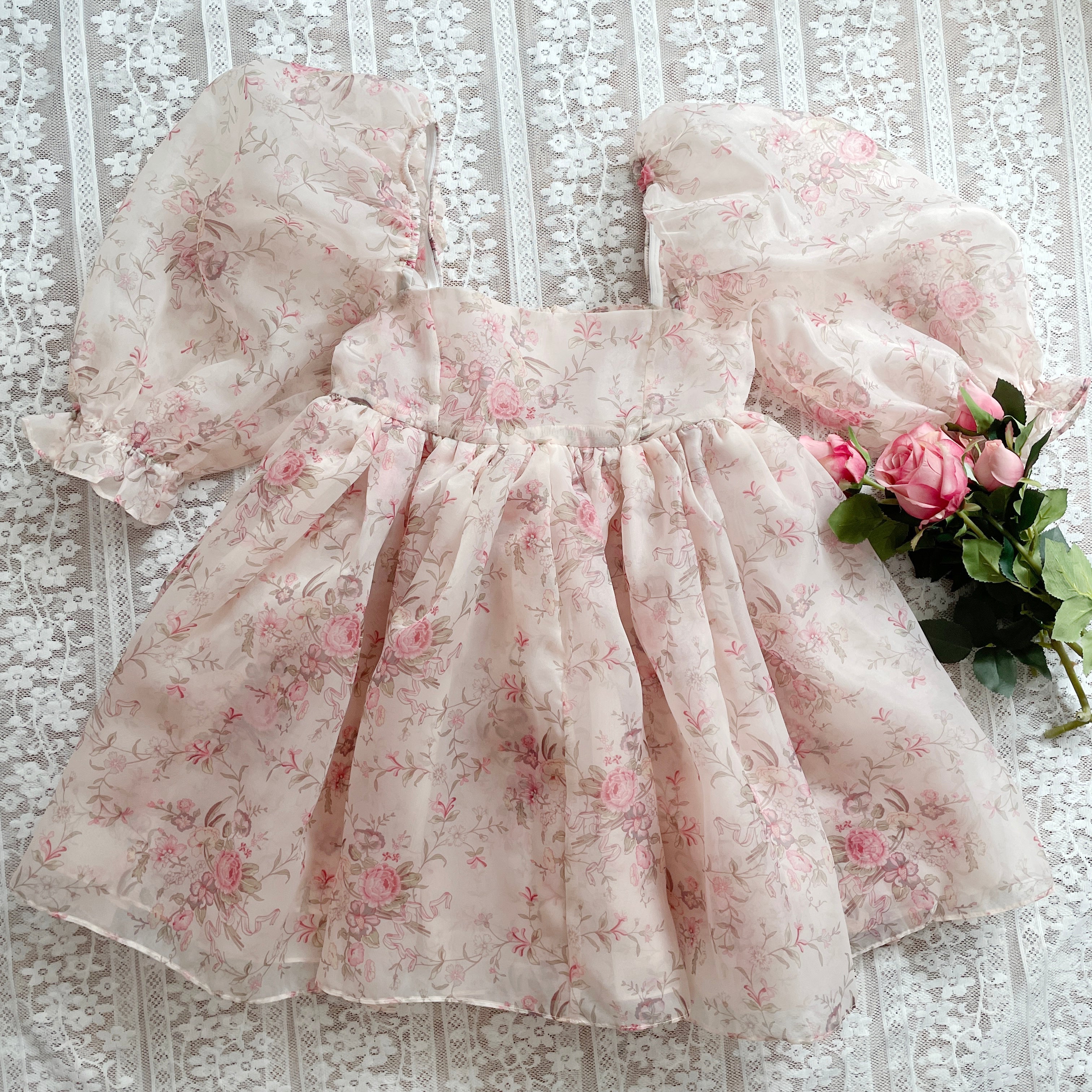 French Rose Mini Puff Dress Maxct