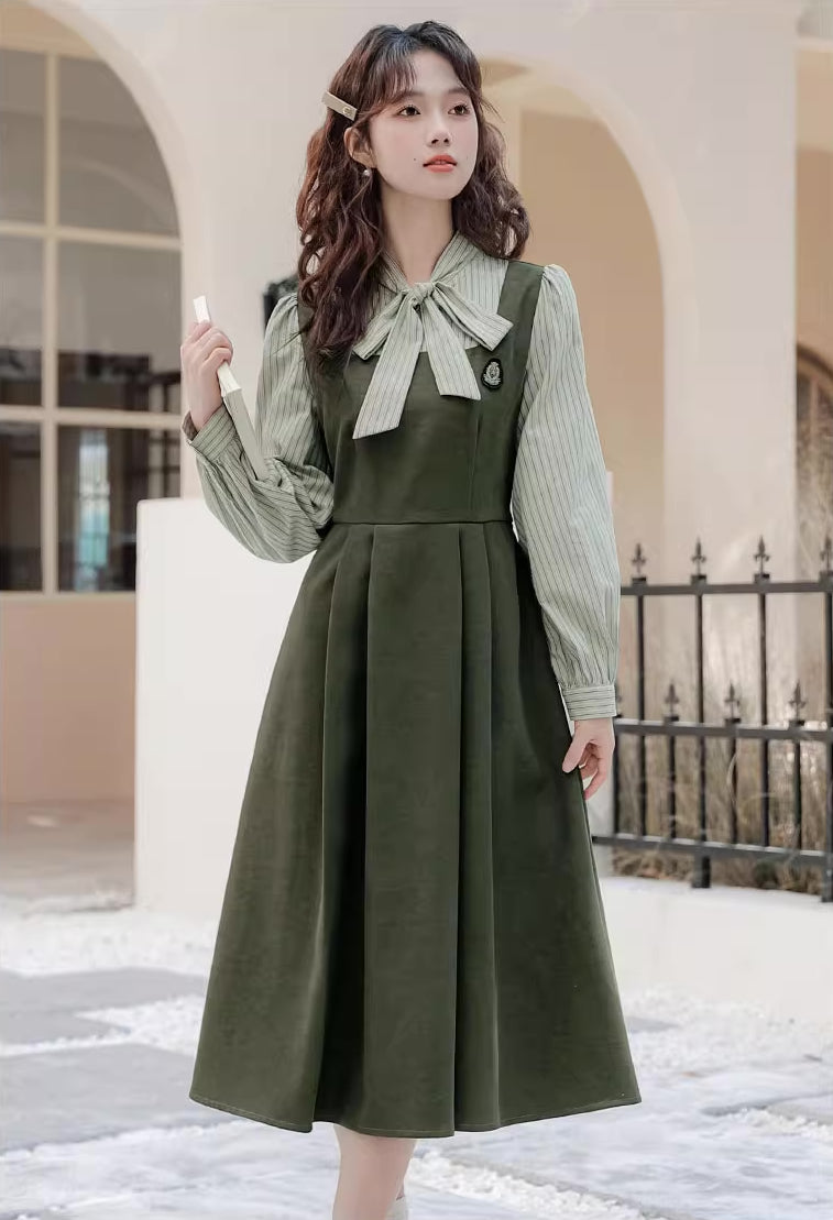 Stripe Academia Twofer Midi Dress Maxct