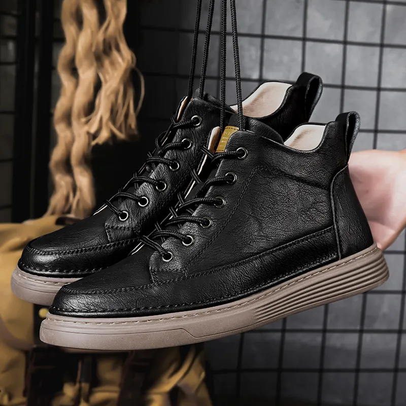 Men's Leather Motorcycle Boots - true deals club