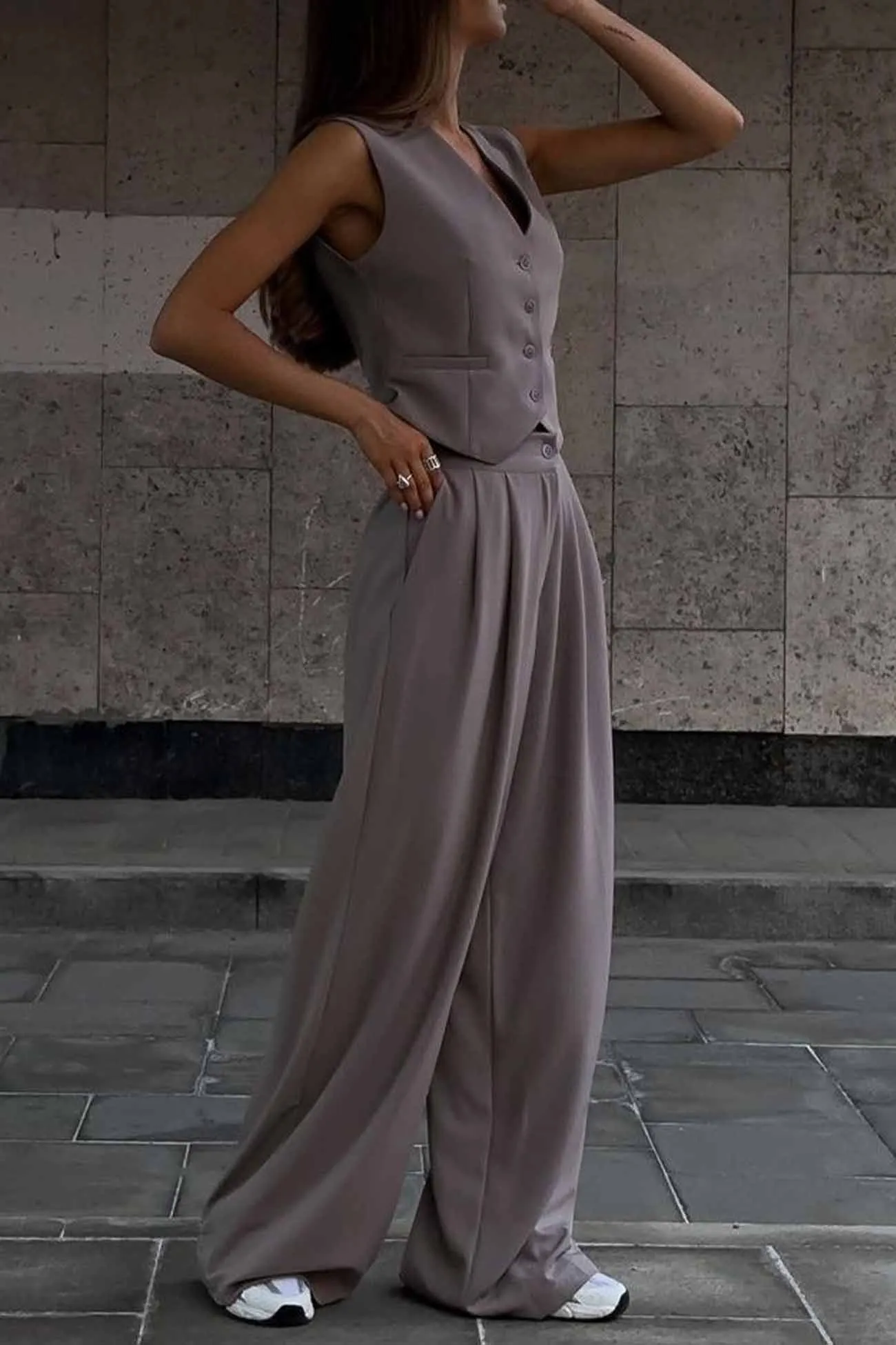 Maxct-Sleeveless Vest Top Long Pants Two-Piece Set