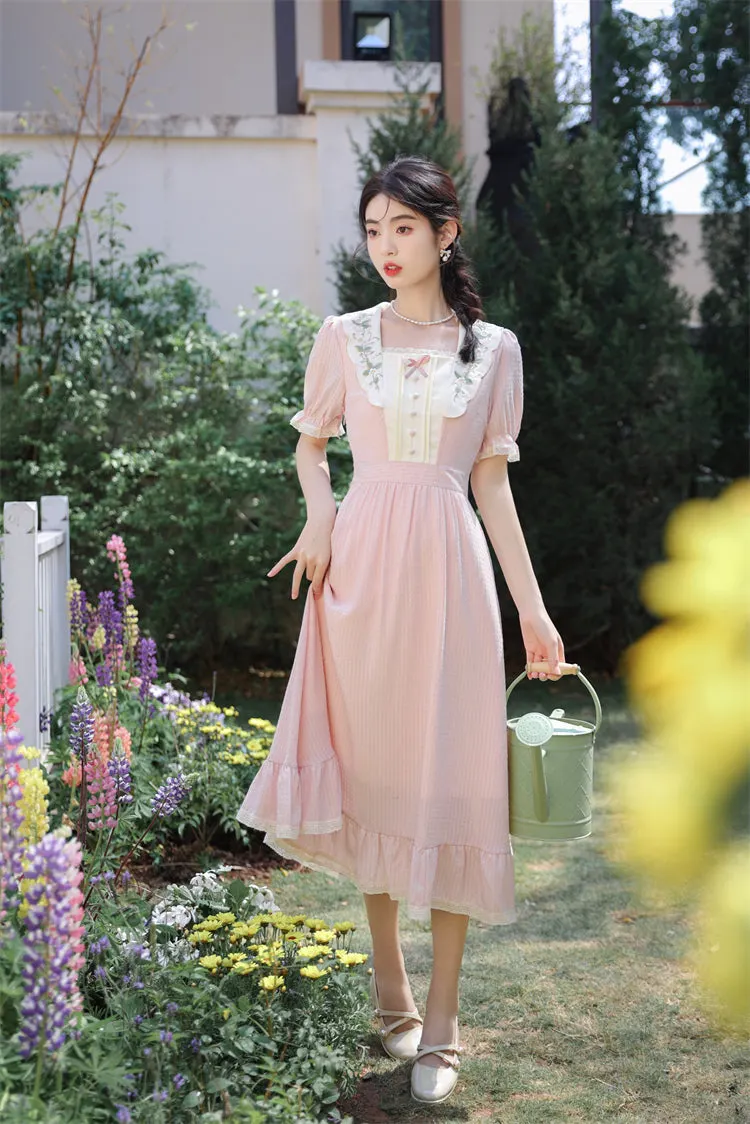Sweet Floral Embroidered Midi Dress Maxct