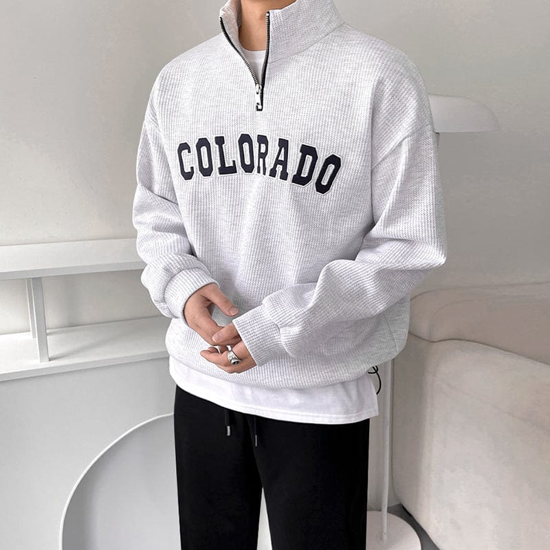 Maxct 6684 Waffle Knit Half Zip-Up Colorado Collar Sweater