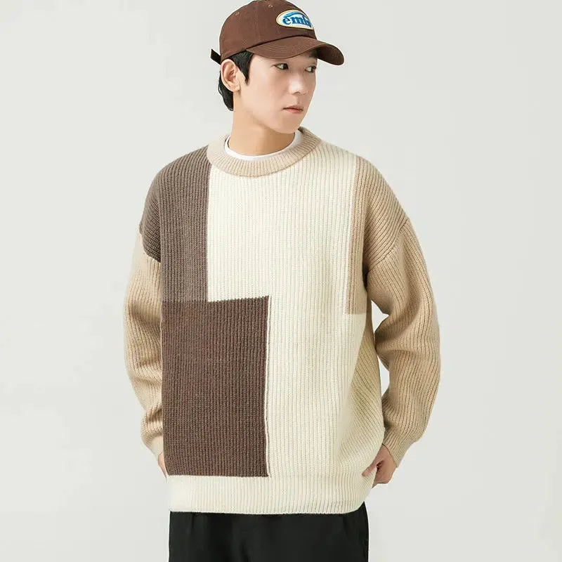 Maxct Color Block Crew Neck Sweater